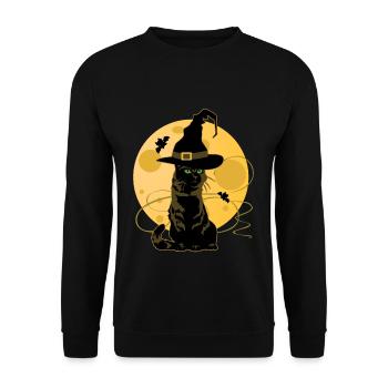 Hexen Katze Mondlicht - Unisex Pullover - Schwarz - Vorne - Alina (178cm) & Michal (187cm)