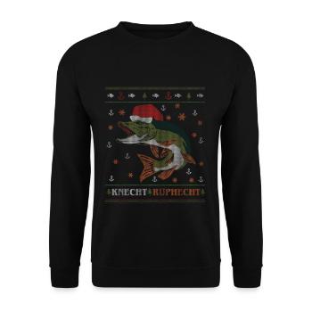 Knecht Ruphecht Ugly Christmas Sweater - Unisex Pullover - Schwarz - Vorne - Alina (178cm) & Michal (187cm)