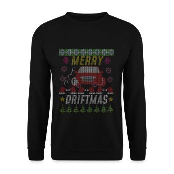 Merry Driftmas Chandails de Noël laids drôles - Sweat-shirt Unisexe - noir - Devant - Alina (178cm) & Michal (187cm)