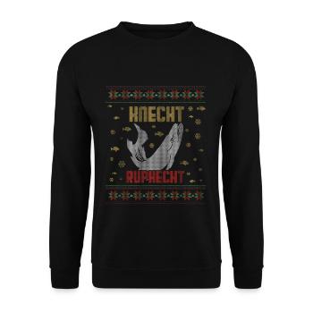 Knecht Ruphecht Ugly Christmas Lustig - Unisex Pullover - Schwarz - Vorne - Alina (178cm) & Michal (187cm)