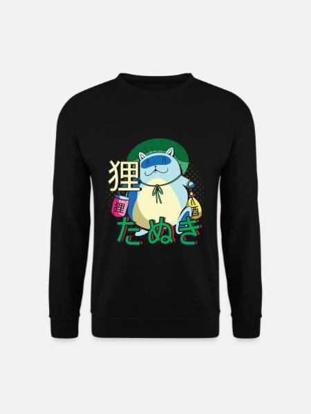 Anime Katze Tanuki Yokai - Unisex Pullover - Schwarz