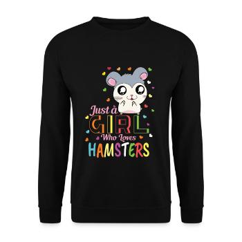 Hamster Mädchen Damen Lustiges Hamster Haustier - Unisex Pullover - Schwarz - Vorne - Alina (178cm) & Michal (187cm)