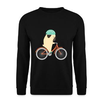 Bicycle Kids Pug Dog Cyclist Gift - Unisex Sweatshirt - black - Front - Alina (178cm) & Michal (187cm)