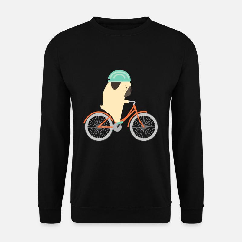 Fahrrad Kinder Mops Hund Fahrradfahrer Geschenk - Unisex Pullover - Schwarz