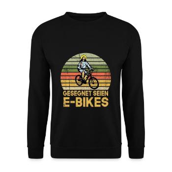 E-Bikes - Unisex Pullover - Schwarz - Vorne - Alina (178cm) & Michal (187cm)