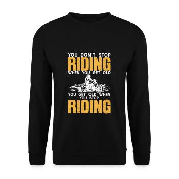 Motorradfahrer - Unisex Pullover - Schwarz - Vorne - Alina (178cm) & Michal (187cm)