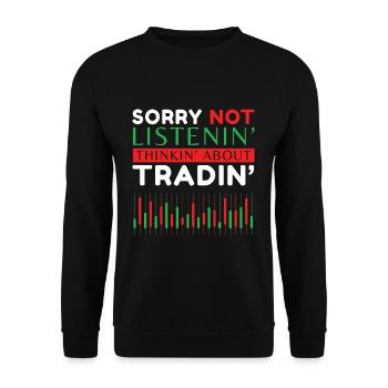 Trader Trader actions Cryptomonnaie - Sweat-shirt Unisexe - noir - Devant - Alina (178cm) & Michal (187cm)