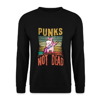 Punk Music Not Dead Punk Rock Unicorn - Unisex Sweatshirt - black - Front - Alina (178cm) & Michal (187cm)
