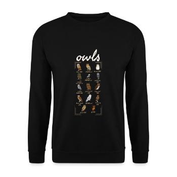Owls Birder Birdwatcher Birdwatching - Unisex Sweatshirt - black - Front - Alina (178cm) & Michal (187cm)