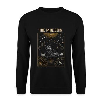 Tarot Card Occult Witchcraft Frog Magician Gothic - Unisex Pullover - Schwarz - Vorne - Alina (178cm) & Michal (187cm)