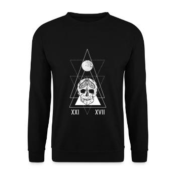 Tarot Card Witchcraft Skull Moon Gothic Occult - Unisex Pullover - Schwarz - Vorne - Alina (178cm) & Michal (187cm)