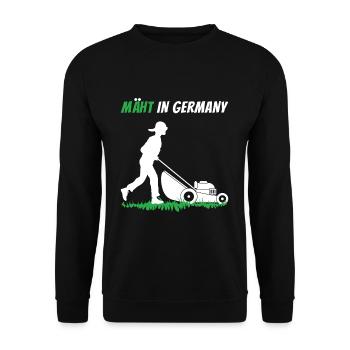 Mäht In Germany Rasenmäher Garten Gärtner - Unisex Pullover - Schwarz - Vorne - Alina (178cm) & Michal (187cm)
