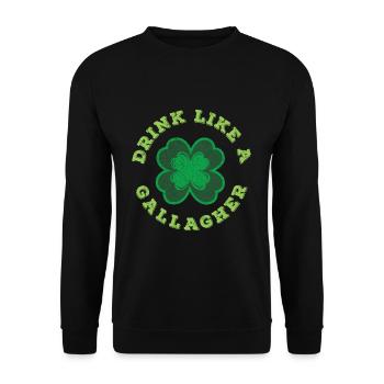 Clover Drink Like Gallagher Saint Patrick's Day - Unisex Pullover - Schwarz - Vorne - Alina (178cm) & Michal (187cm)