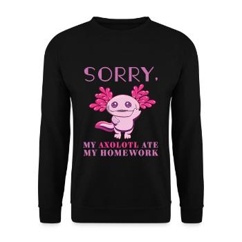 Sorry My Axolotl Ate My Homework Kawaii Axolotl - Unisex Sweatshirt - black - Front - Alina (178cm) & Michal (187cm)