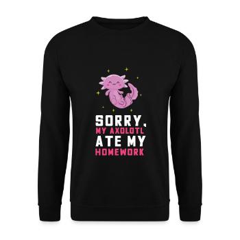 Sorry My Axolotl Ate My Homework Axolotl - Unisex Sweatshirt - black - Front - Alina (178cm) & Michal (187cm)
