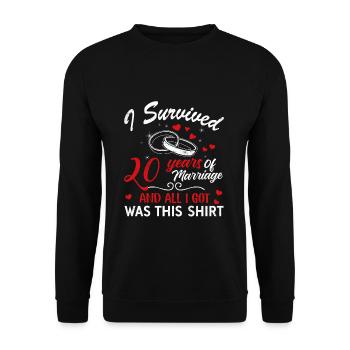 Survived 20 Years Marriage Hearts Valentines Day - Unisex Pullover - Schwarz - Vorne - Alina (178cm) & Michal (187cm)