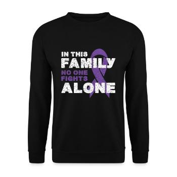 Fights Alone November Purple Pancreatic Cancer - Unisex Pullover - Schwarz - Vorne - Alina (178cm) & Michal (187cm)
