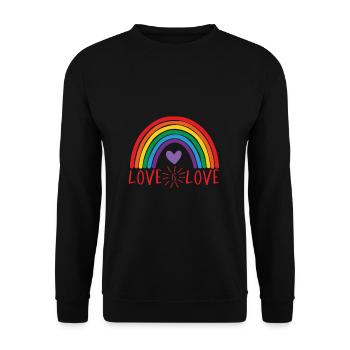Love LGBTQ LGBT Pride Hearts Day Valentines Day - Unisex Pullover - Schwarz - Vorne - Alina (178cm) & Michal (187cm)