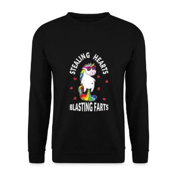 Kawaii Unicorn Steal Hearts Blast Farts Valentines - Sweat-shirt Unisexe - noir - Devant - Alina (178cm) & Michal (187cm)