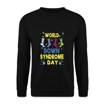 Socks Blue Yellow Down Syndrome Awareness Day - Unisex Sweatshirt - black - Front - Alina (178cm) & Michal (187cm)