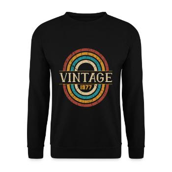 Old Retro Vintage Made 1977 Parts Birth Born - Unisex Sweatshirt - black - Front - Alina (178cm) & Michal (187cm)
