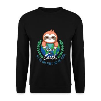 Sauvez la Terre Planète paresseuse Kawaii Sauvez la journée - Sweat-shirt Unisexe - noir - Devant - Alina (178cm) & Michal (187cm)