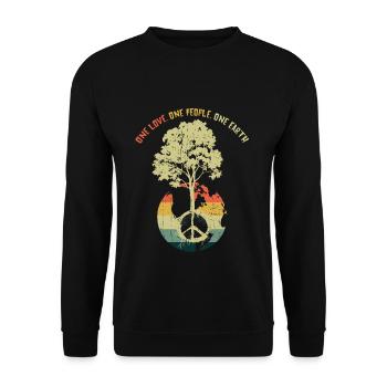 Retro Vintage People Planet Save World Earth Day - Unisex Pullover - Schwarz - Vorne - Alina (178cm) & Michal (187cm)