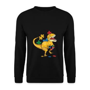 Dinosaurier-liebes-spezial-puzzle - Unisex Pullover - Schwarz - Vorne - Alina (178cm) & Michal (187cm)