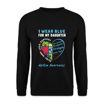 Daughter Blue Special Autism Awareness - Unisex Pullover - Schwarz - Vorne - Alina (178cm) & Michal (187cm)