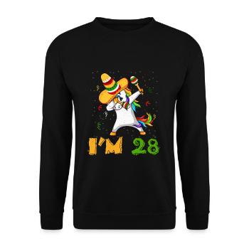 Age 28 Year Old Dab Unicorn Mexican Cinco De Mayo - Unisex Sweatshirt - black - Front - Alina (178cm) & Michal (187cm)
