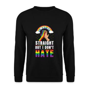 Straight Do Not Hate Gay Pride LGBT Pride - Unisex Pullover - Schwarz - Vorne - Alina (178cm) & Michal (187cm)