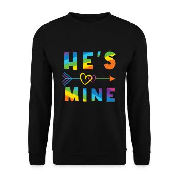 Mine He Gay Pride LGBT Pride Month - Unisex Pullover - Schwarz - Vorne - Alina (178cm) & Michal (187cm)