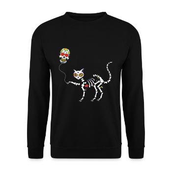Sugarskull Cat Mexico Mexican Happy Cinco De Mayo - Unisex Sweatshirt - black - Front - Alina (178cm) & Michal (187cm)