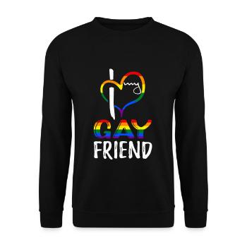 Love Gay Friend Pride LGBT Rainbow Pride Month - Unisex Pullover - Schwarz - Vorne - Alina (178cm) & Michal (187cm)
