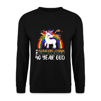 Licorne Age 40 ans Gay Pride Mois de la fierté LGBT - Sweat-shirt Unisexe - noir - Devant - Alina (178cm) & Michal (187cm)