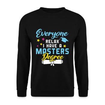 Relax Masters Degree Graduation 2022 Graduate - Unisex Pullover - Schwarz - Vorne - Alina (178cm) & Michal (187cm)