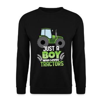 Farm Farmer Rancher Drive Just Boy Loves Tractor - Unisex Pullover - Schwarz - Vorne - Alina (178cm) & Michal (187cm)