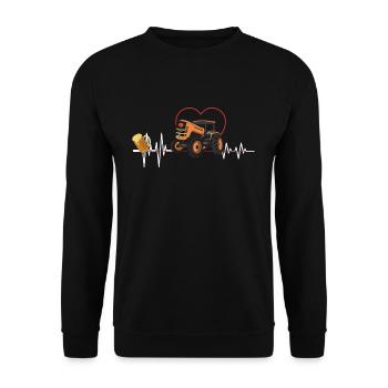 Agriculteur agricole Rancher Drive Heart Beer Tractor - Sweat-shirt Unisexe - noir - Devant - Alina (178cm) & Michal (187cm)