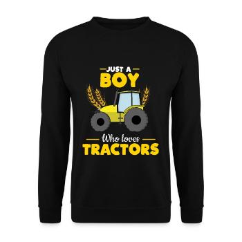 Farm Farmer Rancher Drive Juste un garçon aime le tracteur - Sweat-shirt Unisexe - noir - Devant - Alina (178cm) & Michal (187cm)