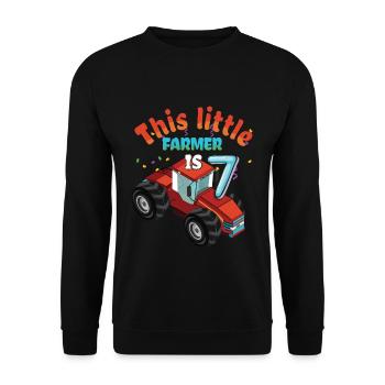 Birth Born Age 7 Years Old Little Farmer Tractor - Unisex Pullover - Schwarz - Vorne - Alina (178cm) & Michal (187cm)