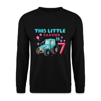 Birth Born Age 7 Year Old Little Farmer Tractor - Unisex Pullover - Schwarz - Vorne - Alina (178cm) & Michal (187cm)