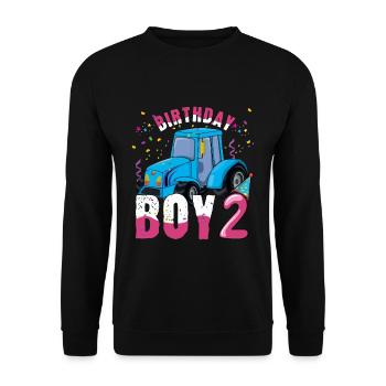 Naissance garçon Né 2 ans Agriculteur Ranch Tracteur - Sweat-shirt Unisexe - noir - Devant - Alina (178cm) & Michal (187cm)
