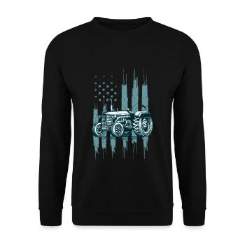 Farm Farmer Rancher Drive US Flag American Tractor - Sweat-shirt Unisexe - noir - Devant - Alina (178cm) & Michal (187cm)