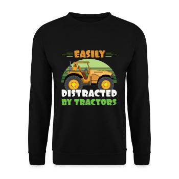 Agriculteur agricole Facilement distrait par un tracteur - Sweat-shirt Unisexe - noir - Devant - Alina (178cm) & Michal (187cm)