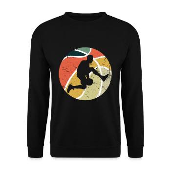 Vintage Retro Game Sport Basket Ball Basketball - Unisex Sweatshirt - black - Front - Alina (178cm) & Michal (187cm)