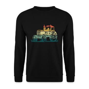 Farm Farmer Rancher Retro Vintage Tracteur - Sweat-shirt Unisexe - noir - Devant - Alina (178cm) & Michal (187cm)