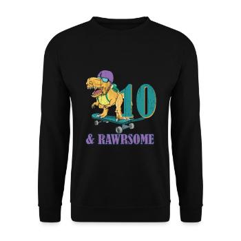 Birth Born Age 10 Years Old Skateboard Dinosaur - Unisex Sweatshirt - black - Front - Alina (178cm) & Michal (187cm)