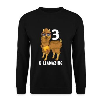 Kawaii Naissance Né 3 ans Alpaga Llama - Sweat-shirt Unisexe - noir - Devant - Alina (178cm) & Michal (187cm)