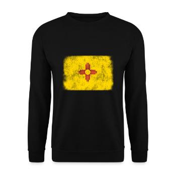 America US Flag Distressed State Flag New Mexico - Unisex Pullover - Schwarz - Vorne - Alina (178cm) & Michal (187cm)