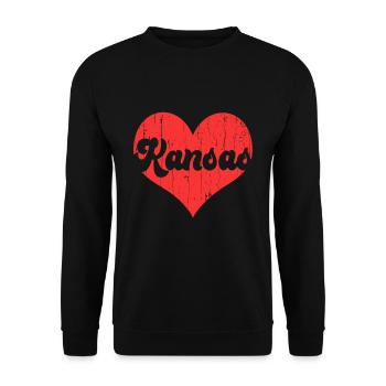 Citoyen américain Drapeau de l’État américain Cœur Amour Kansas - Sweat-shirt Unisexe - noir - Devant - Alina (178cm) & Michal (187cm)